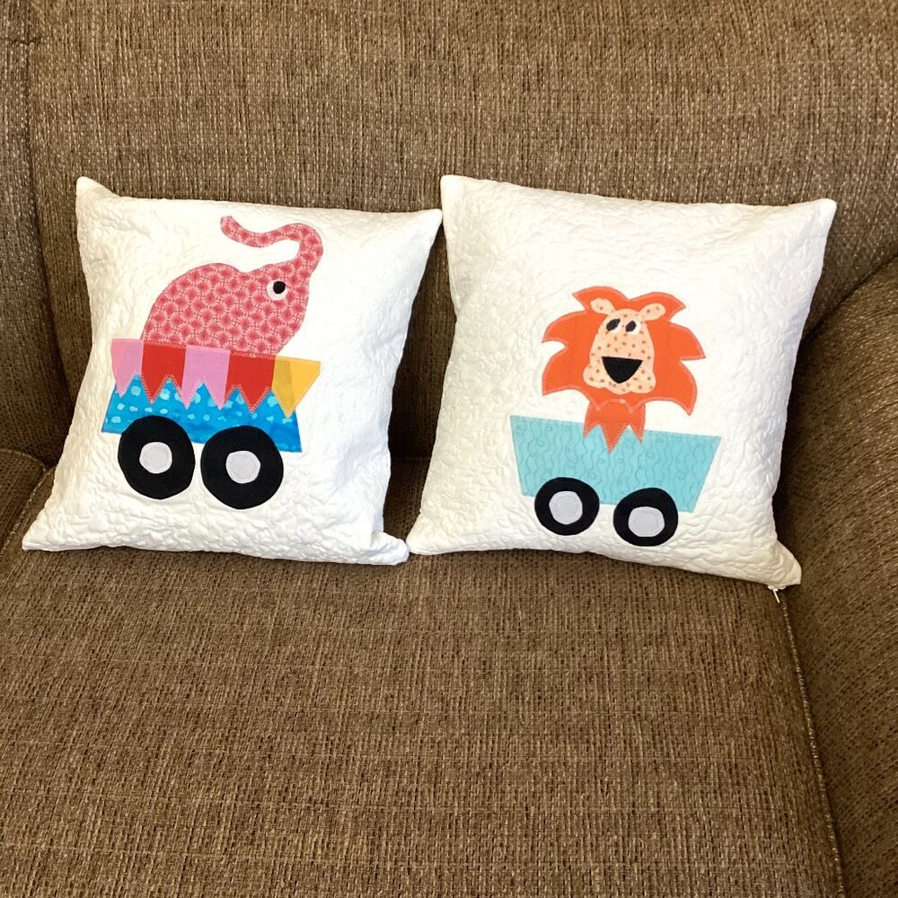 2 Kids Cushion Pillow Covers with Animal Baby Nursery Handmade Baby Shower Gift